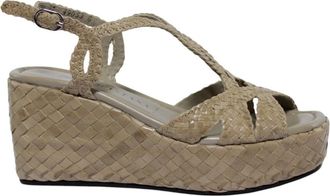 Pons Quintana Ankara 10280 Wedge Sandaal - Dames - Sleehakken - Grijs - 37 EU - Leer - Schoenen