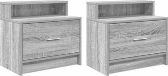 vidaXL Vidaxl - Bedside Cabinets with Drawer 2 pcs Grey Sonoma 51x31x47 cm