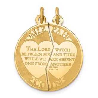 Diamond2Deal 10k Yellow Gold Mizpah 2-piece Charm
