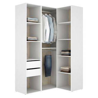 Dmora Armario Grande Poyner, Modular Para Dormitorio, 8 Estantes, Colgador, 85x205h Cm Blanco