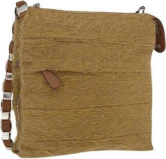 Ferragamo Pre-owned Shoulder Bags, female, Beige, Size: ONE SIZE Pre-owned Cotton Shoulder Bag