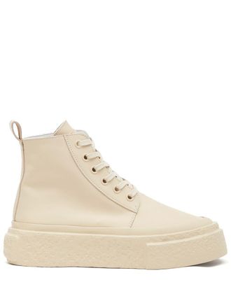 Maison Margiela lace-up leather sneakers - Neutrals