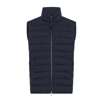 Seventy Gilet Doppio in Gebreid Kasjmiermix - Heren - Jassen - Blauw - Maat: L Kasjmier