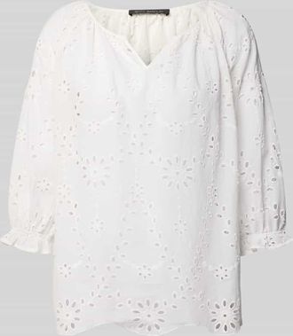 Betty Barclay Bluse mit Lochstickerei und Tunikakragen in Offwhite, Gr&ouml;&szlig;e 36