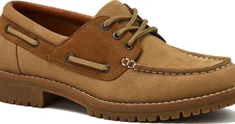 Lands End Seaport Leather Lace Up Boat Shoes in Taupe at Nordstrom, Size 8.5