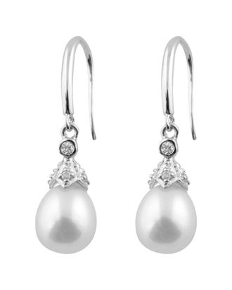 Splendid Pearls Rhodium Over Silver 7-8mm Pearl Earrings