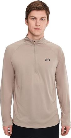 Under Armour UA Tech 1/2 Zip Mens Clothing Timberwolf Taupe/Black : 2XL, Polyester