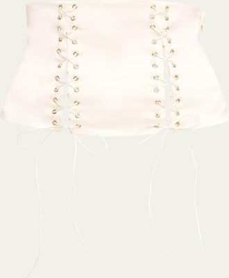 Kiki De Montparnasse La Madame Lace-Up Silk Waist Cincher