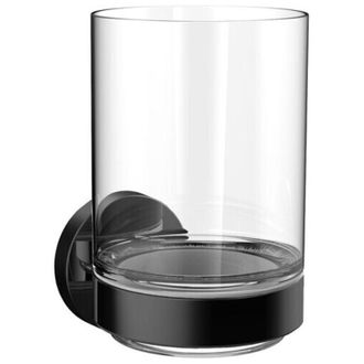 Emco Soporte De Vidrio Redondo, Pieza De Vidrio Satinado. Negro