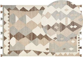 Beliani Rug ARALEZ Beige 200 x 300 cm Wool Kilim