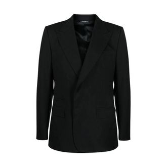 Dolce & Gabbana Blazers, male, Black, XL, Elegant Wool Blazer