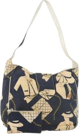 Chanel Pre-owned Shoulder Bags, female, Blue, Size: ONE SIZE Pre-owned Vintage Canvas Shoulder Bag