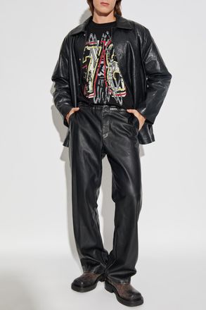 Diesel Leather Jacket L-JESS, Mens, Black