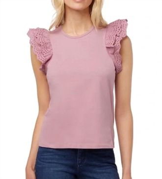 Joe's Alexis Broderie Top In Dusty Rose Pink