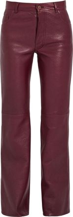Chloé Flared-leg Grained Leather Trousers - Dark Red - 40 (UK12 / M)
