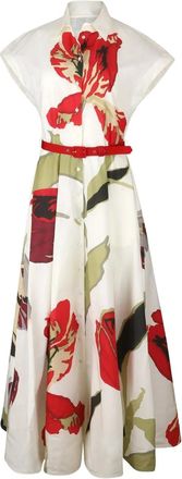 Sara Roka Briella collar floral dress - White
