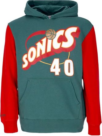 Mitchell & Ness Seattle Supersonics Hoodie 1996 Shawn Kemp - Heren - Hoodies - Blauw - S - Katoen - Hoodies & sweatvesten