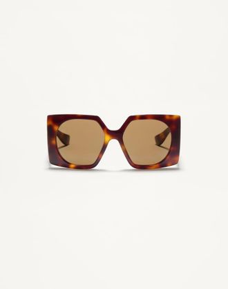 Valentino Rectangular Acetate Eyewear Woman HAVANA/BROWN 55
