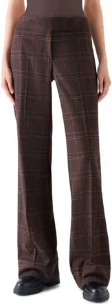 Akris Milly Blanket Check Wool Blend Straight Leg Pants in Espresso-Caramel at Nordstrom, Size 12
