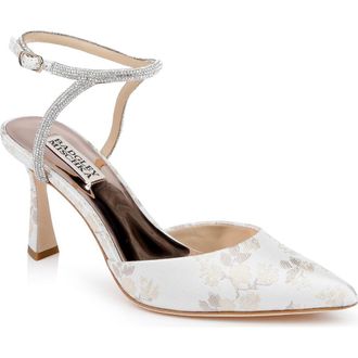 Badgley Mischka Collection Kamilah Ankle Strap Pump in Ivory Jacquard at Nordstrom Rack, Size 10