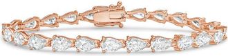 Diana M. Jewels 14kt Rose Gold 48cts Lab Grown Pear Diamond East-West Tennis Bracelet
