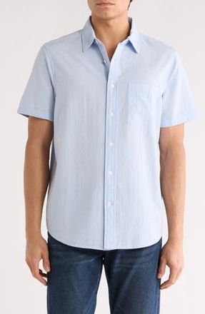 14th & Union Seersucker Short Sleeve Cotton Button-Up Shirt in Blue Xenon at Nordstrom Rack, Size Xx-Large