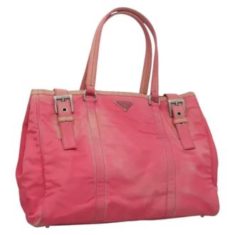 Prada Pre-owned Tote Bags, female, Pink, Size: ONE SIZE Pre-owned Vintage Nylon Tote Bag