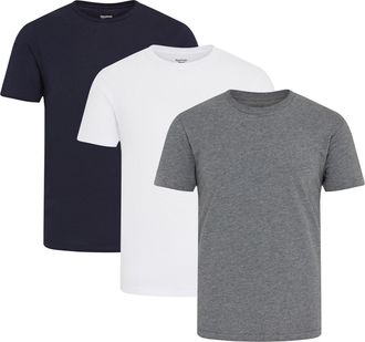 Reebok Mens 3 Pack T-Shirt Short Sleeve Lifestyle Cotton Navy/Charcoal/White XL