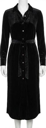 Faherty Stretch Silk Velvet Riley Midi Dress In Black