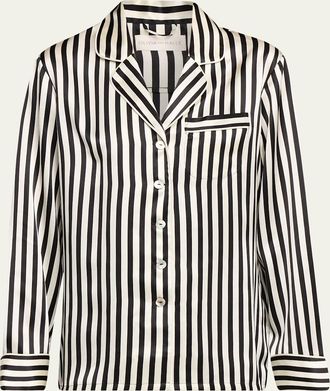 Olivia Von Halle Lila Nika Striped Silk Satin Pajama Set