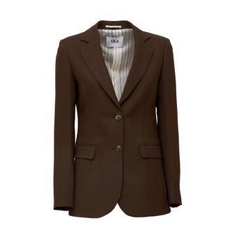 Ql2 Quelledue Blanche Brown Wool Two-Button Blazer