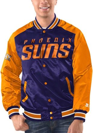 Starter Mens Starter Purple/Orange Phoenix Suns Renegade Satin Full-Snap Varsity Jacket at Nordstrom, Size X-Large