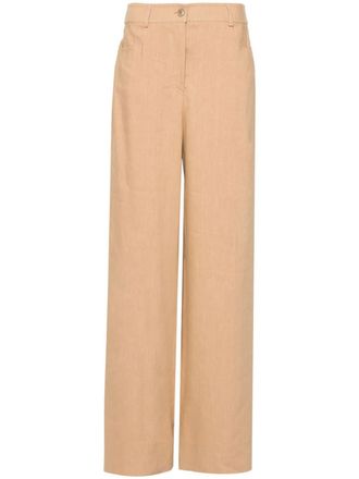 Alberta Ferretti wide-leg trousers - women - Linen/Flax/Cupro/Elastane/Acetate/Viscose - 42 - Neutrals