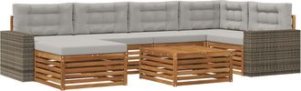 vidaXL Conjunto De Sof&aacute;s De Exterior 7 Uds. Natural Y Gris Claro Vidaxl