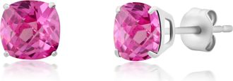 MAX + STONE 14k Yellow or White Gold 6MM Cushion Cut Gemstone Solitaire Gemstone Studs