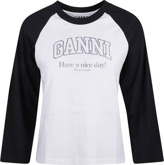 Ganni White Baseball T-shirt