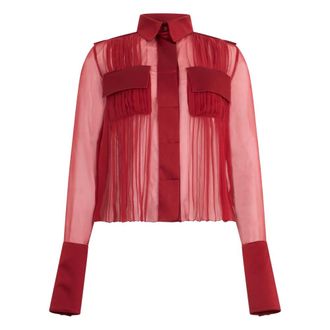 Alberta Ferretti Overhemden, Dames, Rood, S, Cropped Blouse