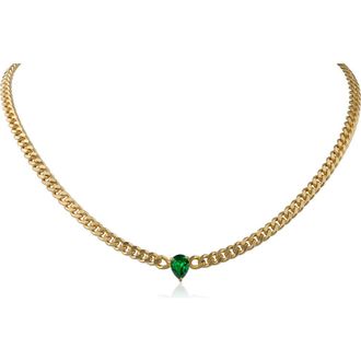Kenneth Jay Lane Pear Cubic Zirconia Chain Necklace in Gold Plated at Nordstrom