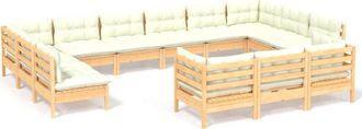 vidaXL Muebles De Jard&iacute;n 13 Piezas Cojines Madera De Pino Color Crema Vidaxl