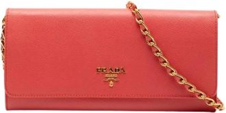 Prada Pre-owned Cross Body Bags, female, Red, Size: ONE SIZE Pre-owned Wallet on Chain