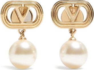 Valentino Garavani Ovalette Metal Earrings With Swarovski Pearls
