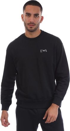 Emporio Armani Mens Emporio Armani Crew Neck Ribbed Collar Long Sleeve Sweatshirt in Blu Navy - Size X-Large