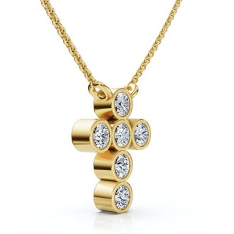 Pompeii3 1/5Ct Diamond Cross Small Pendant Lab Grown 18 Necklace EF/VS