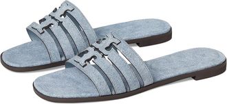 Tory Burch Ines Cage Slide Womens Sandals Blue Cloud/Blue Cloud : 10.5 M, Leather