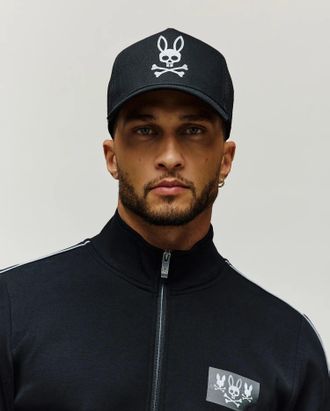 Psycho Bunny Mens Jarvis Trucker Cap 001 BLACK / O/S