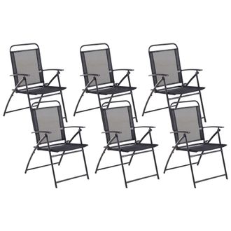 Beliani Conjunto De 6 Sillas De Jard&iacute;n Con Marco De Metal Negro Plegable Resistente A La Intemperie Livo