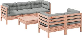 vidaXL Set De Sof&aacute;s Jard&iacute;n 6 Pzas Con Cojines Madera Abeto Douglas Vidaxl