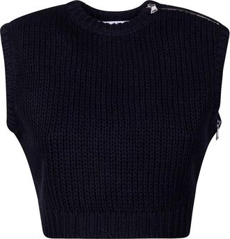 Max Mara Mouwloze gebreide kleding - Dames - Ronde hals truien - Zwart - XS - Truien & Vesten