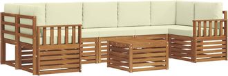 vidaXL Conjunto De Sof&aacute;s De Exterior 8 Uds. Natural Y Crema Vidaxl
