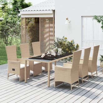 vidaXL Set Comedor De Jard&iacute;n 7 Pzas Con Cojines Rat&aacute;n Sint&eacute;tico Beige Vidaxl